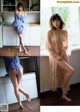 A woman in lingerie posing in a kitchen next to a window.